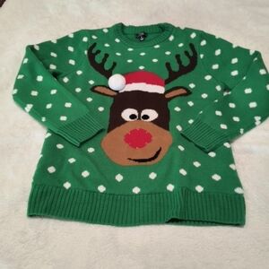 Lisa International Green Reindeer Sweater